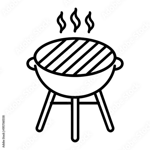 Hot Grill Vector Icon with Smoke