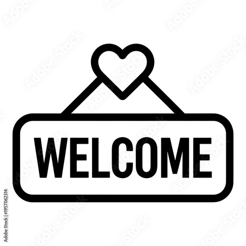 Welcome Sign Vector Icon with Heart