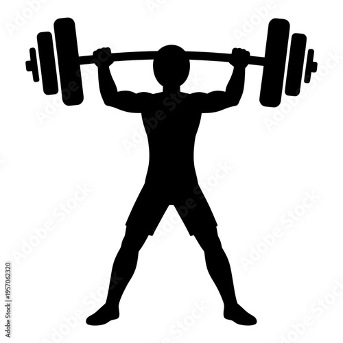 Weightlifter Line Icon Holding Barbell