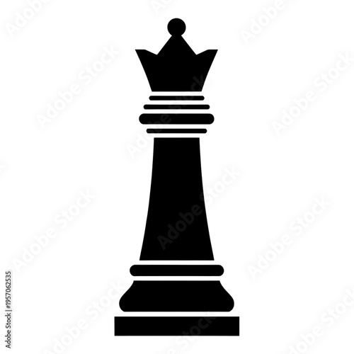 White Queen Chess Piece Line Icon