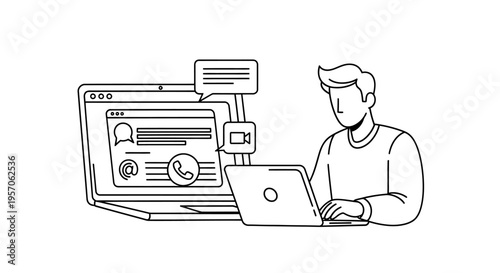 Man working on laptop with web design.