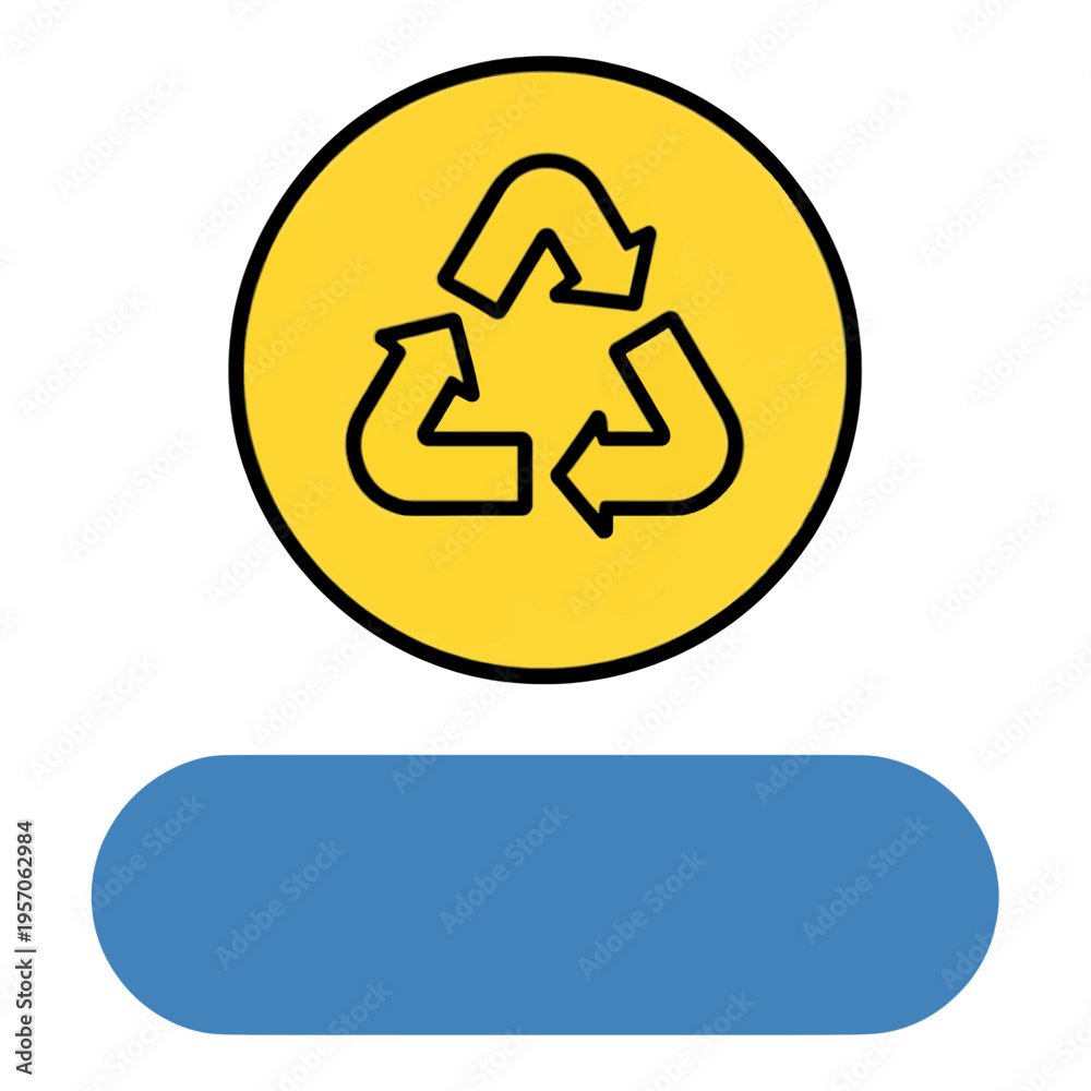 Obraz premium Yellow Recycle Icon with Blue Bar