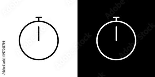 A minimalist linear icon representing a stopwatch timer device for measuring precise time intervals