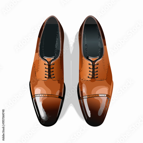 Brown dress shoes on white background showing stylish design and craftsmanship for formal occasions and events with focus on details and quality