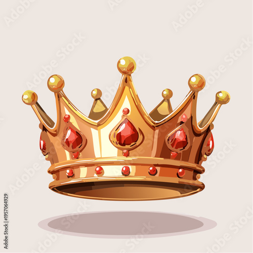 Crown design with red jewels and yellow details placed on a light background during daytime
