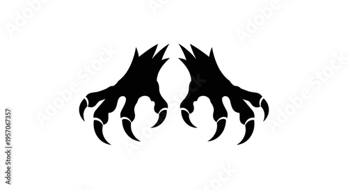 Black silhouette of a pair of sharp claws on a white background.