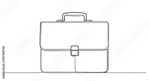 Continuous One Line Drawing of a Professional Business Briefcase