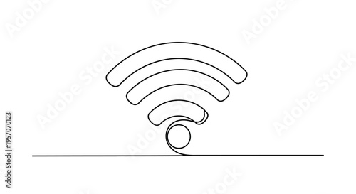 Minimalist Wi-Fi Icon Design Created with a Single Continuous Line