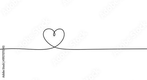 Minimalist continuous line drawing of a heart shape for love and health concepts