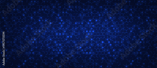 Abstract hexagon pattern finance event with tech blue grid and science background. Medical dna backdrop with molecule health connect and texture cell for banner. Data structure pattern.