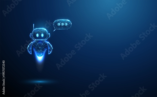 3d robot and speech bubble with ellipsis AI thinking process, chatbot typing indicator, conversational pause, message generation, real time response processing concept.