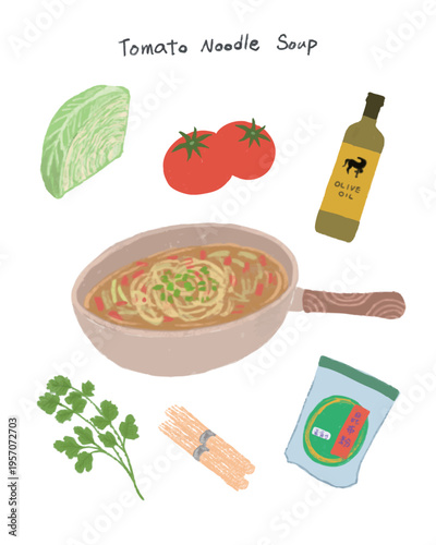 Cute hand-drawn illustrations of Taiwanese vegetarian cuisine