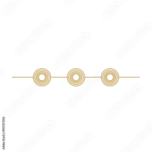 Gold line with three concentric circles isolated on transparent background