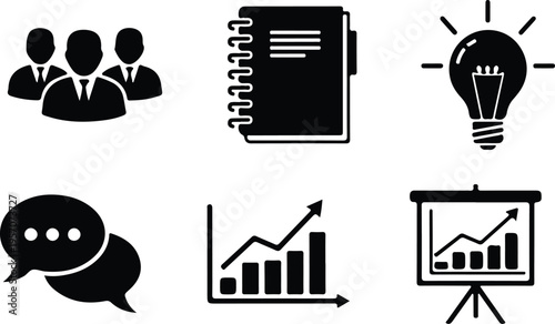 business analysis black icon silhouette vector illustration 