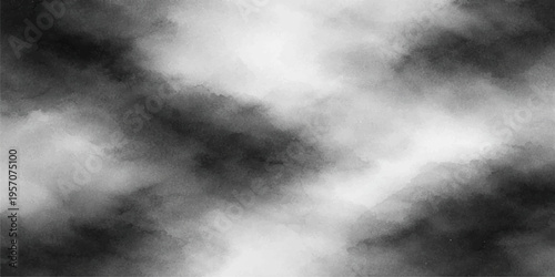 A dark abstract background featuring swirling black and white smoke textures that blend into a stormy gray mist with motion like a night cloudscape