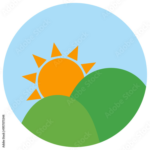 朝のイメージイラスト　円形