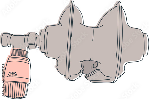 Heating radiators with a control valve for temperature adjustment. Metal radiators. Vector illustration.Top view.