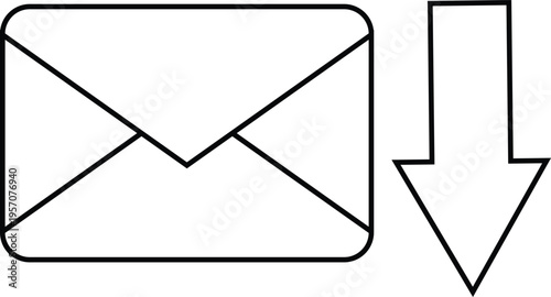 Email icon with downward pointing arrow