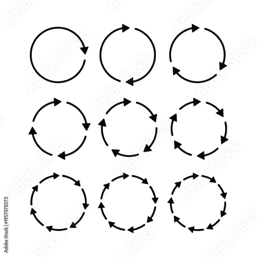 Circular arrow diagrams and flowchart symbols