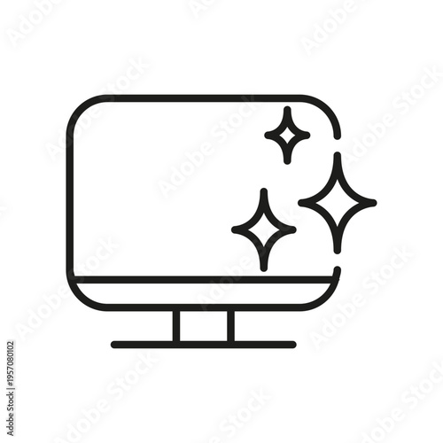 Ai technology computer monitor sparkle icon for clean screen