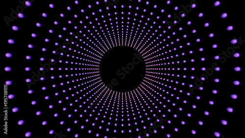 Radial purple dot pattern with geometric symmetry 3d illusion