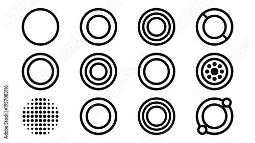 Vector graphic design elements black and white icons circular shapes modern minimalist symbols logo templates graphic resources