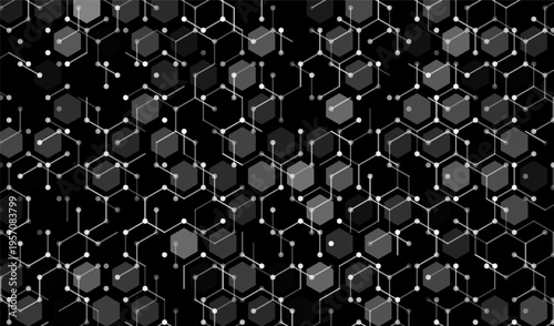 Abstract hexagon pattern finance event with tech blue grid and science background. Medical dna backdrop with molecule health connect and texture cell for banner. Data structure pattern.