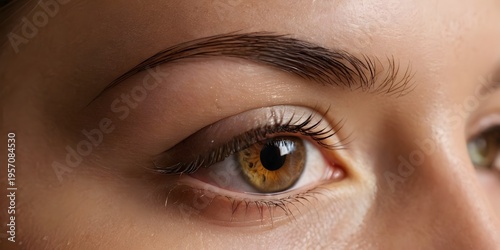 Female brown eye close up with natural light