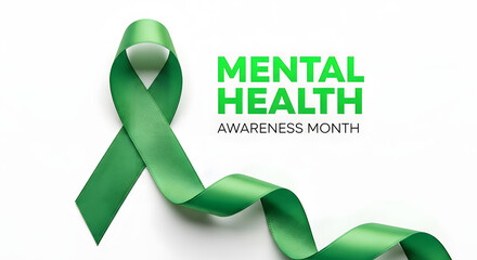Mental health awareness green ribbon symbol