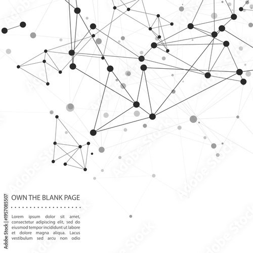 Vector dots lines black color connections. Abstract network background