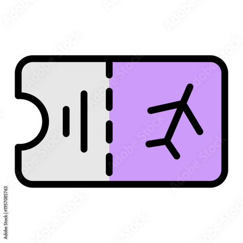 Airplane Ticket Barcode  Vector Filled Icon Design