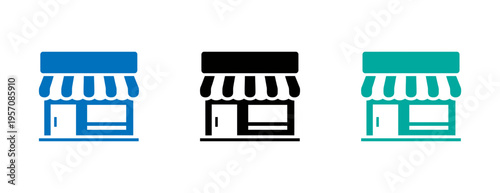 storefront icons with different color schemes