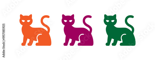 Cartoon cats with different colored