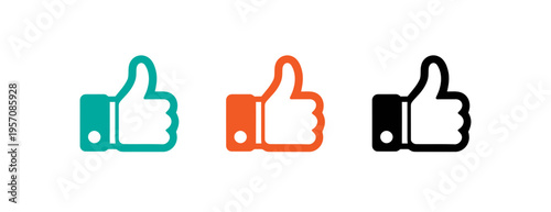 Colorful thumbs up icons in a row expressing approval
