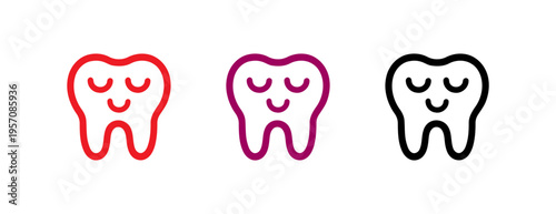 Cartoon teeth with happy faces in different colors