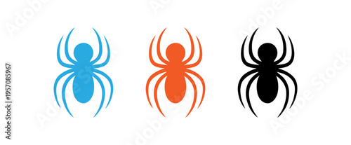 set of spiders in different colors