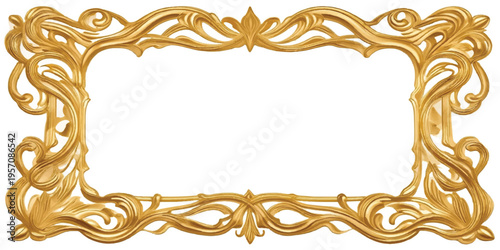 Vintage gold ornate frame with a floral pattern and antique vector ornaments for a wedding invitation design element
