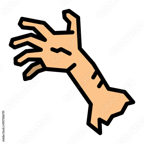 Zombie Arm Vector Filled Icon Design