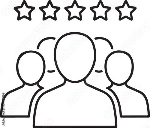 people rating vector illustration with five stars flat design