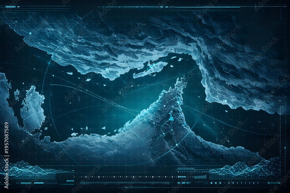 Fototapeta premium Strait of Hormuz HUD Map