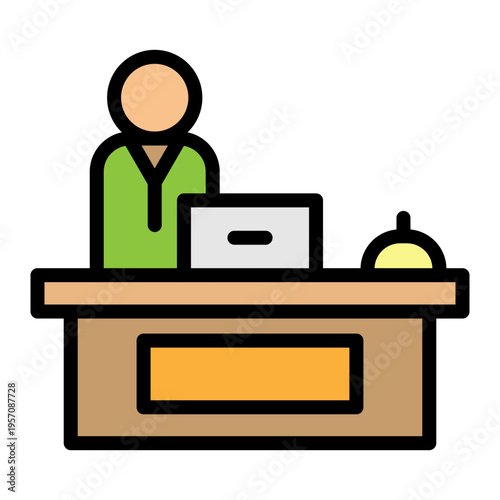 Hotel Front Desk Vector Filled Icon Design