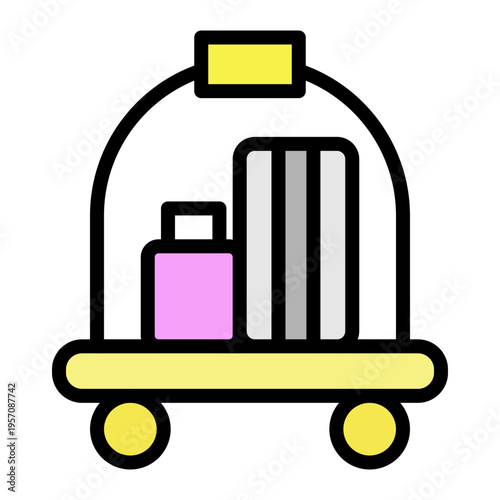 Hotel Luggage Cart Vector Filled Icon Design