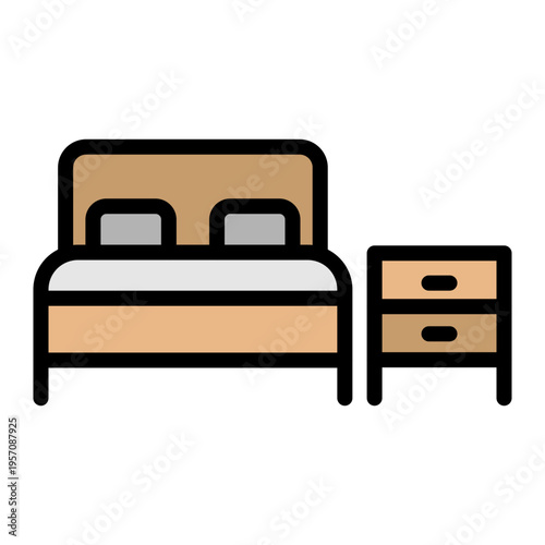 Hotel Suite Room Vector Filled Icon Design