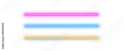 Neon lights glow isolated on transparent background. Colorful neon sign, glowing neon tubes, vibrant light effect, bokeh, neon shine overlay for poster, banner, party and night.  design element. PNG