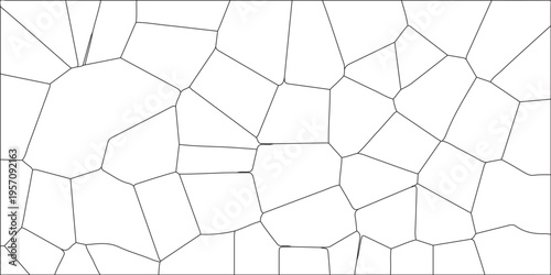 Abstract black & white metal grid isolated on the white background. Abstract geometric pattern with crossing thin straight lines. Geometric network of irregular polygons with clean, minimalistic lines