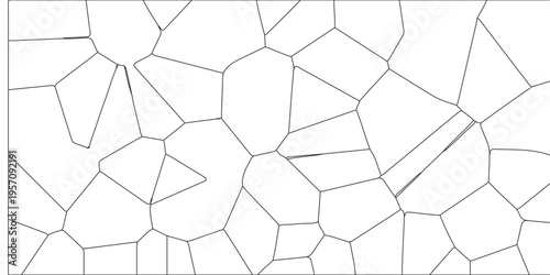 Abstract black & white metal grid isolated on the white background. Abstract geometric pattern with crossing thin straight lines. Geometric network of irregular polygons with clean, minimalistic lines