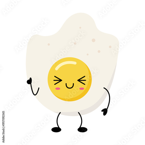 Cheerful egg breakfast mascot. Whimsical egg character spreading morning happiness and cheerfulness