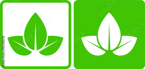 Simple green leaves eco icons