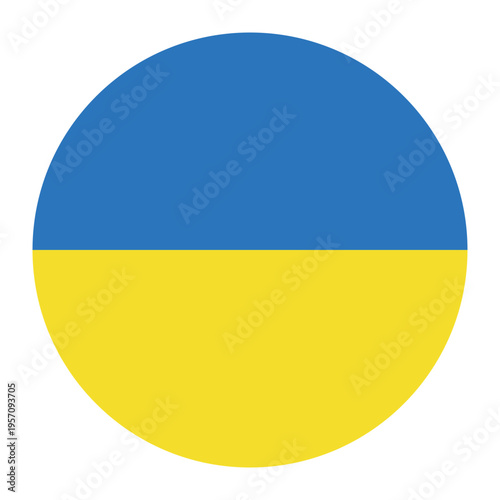 Circular Ukrainian flag badge. Blue and yellow national symbol of Ukraine.