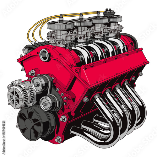 A powerful vintage car motor and old steam locomotive engine isolated on white, showcasing retro steel machinery and industrial transportation technology.